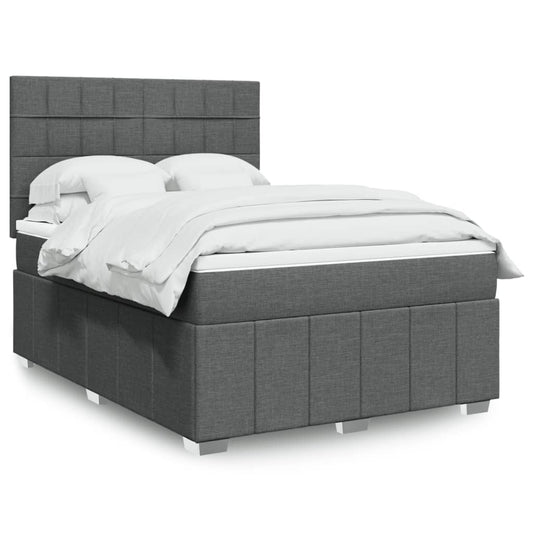vidaXL Κρεβάτι Boxspring με Στρώμα Σκούρο Γκρι 160x200 εκ Υφασμάτινο