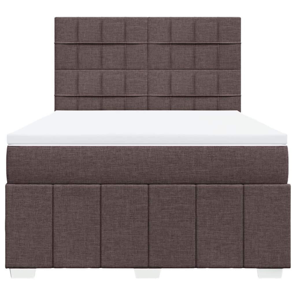 vidaXL Κρεβάτι Boxspring με Στρώμα Σκούρο Καφέ 160x200 εκ Υφασμάτινο