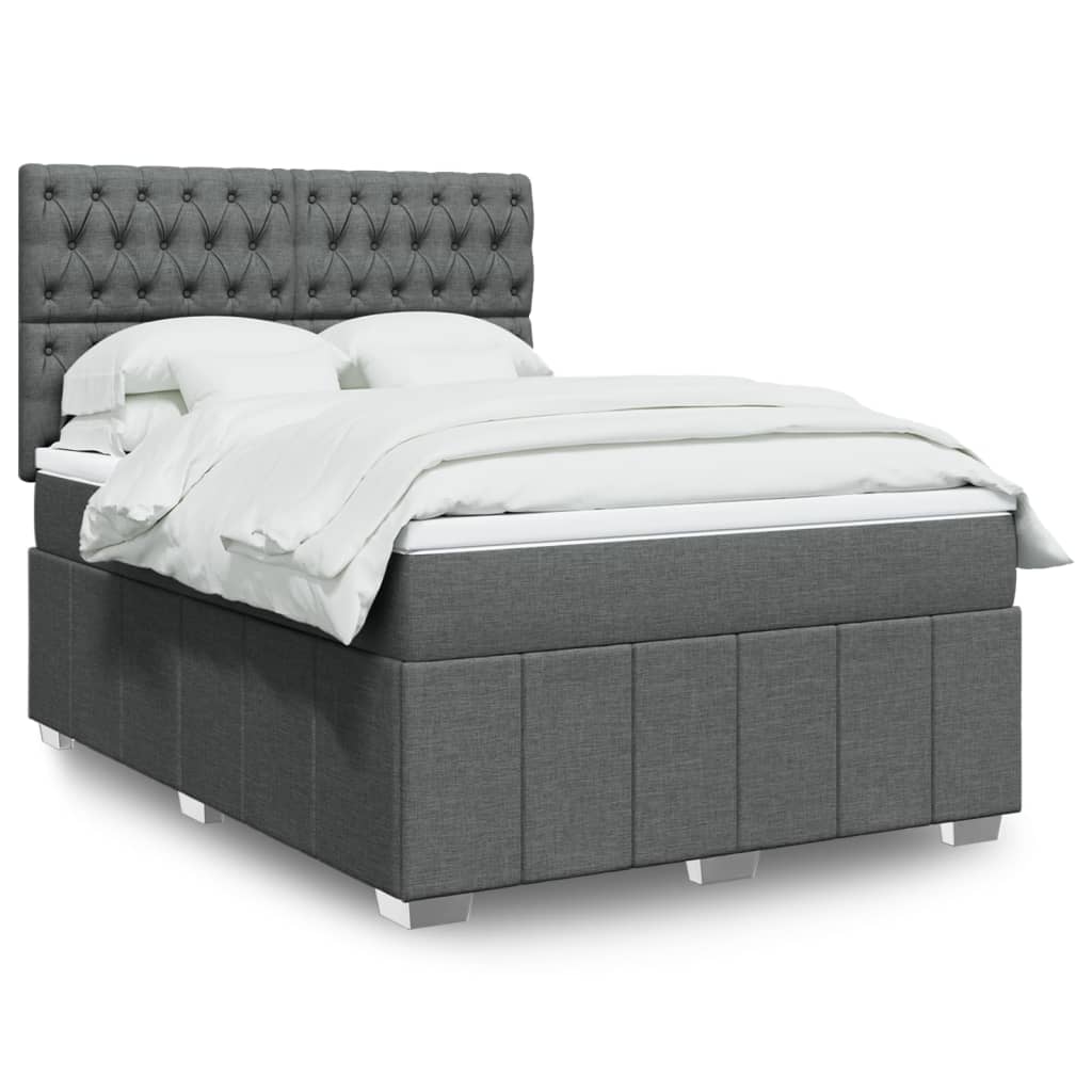 vidaXL Κρεβάτι Boxspring με Στρώμα Σκούρο Γκρι 160x200 εκ Υφασμάτινο