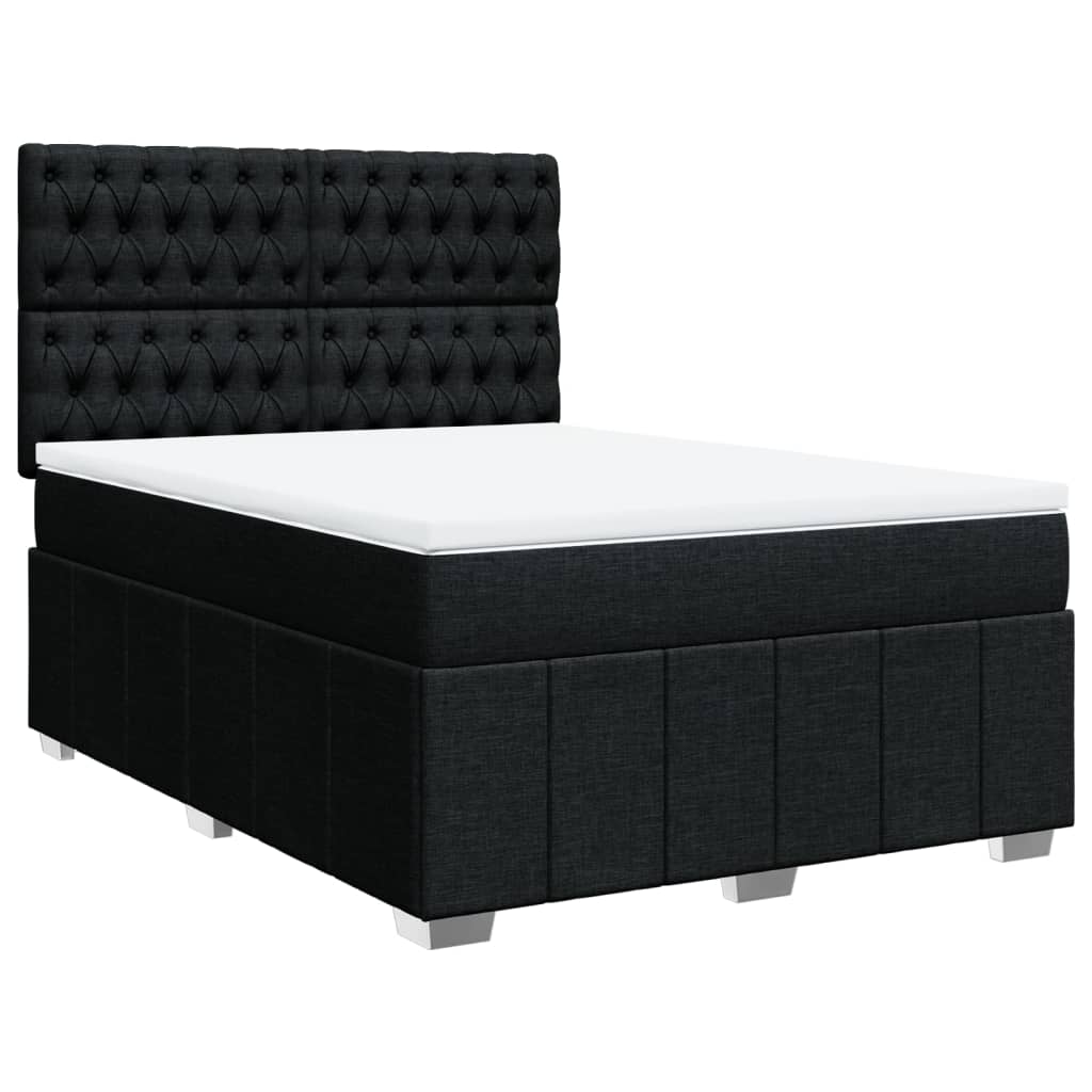 vidaXL Κρεβάτι Boxspring με Στρώμα Μαύρο 160x200 εκ. Υφασμάτινο