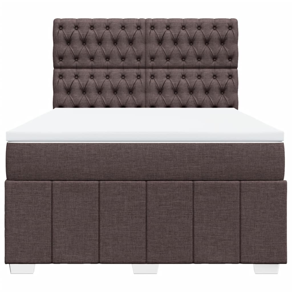 vidaXL Κρεβάτι Boxspring με Στρώμα Σκούρο Καφέ 160x200 εκ Υφασμάτινο