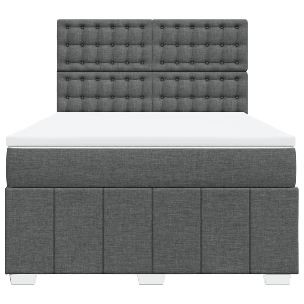 vidaXL Κρεβάτι Boxspring με Στρώμα Σκούρο Γκρι 160x200 εκ Υφασμάτινο