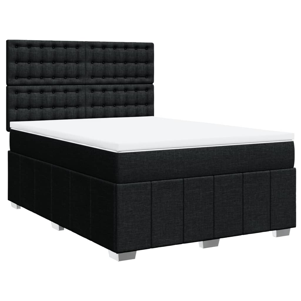 vidaXL Κρεβάτι Boxspring με Στρώμα Μαύρο 160x200 εκ. Υφασμάτινο