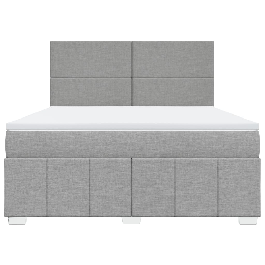vidaXL Κρεβάτι Boxspring με Στρώμα Ανοιχτό Γκρι 180x200 εκ. Υφασμάτινο