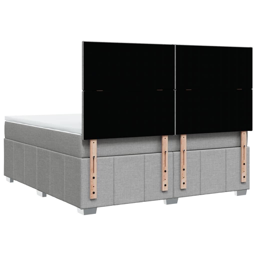 vidaXL Κρεβάτι Boxspring με Στρώμα Ανοιχτό Γκρι 180x200 εκ. Υφασμάτινο