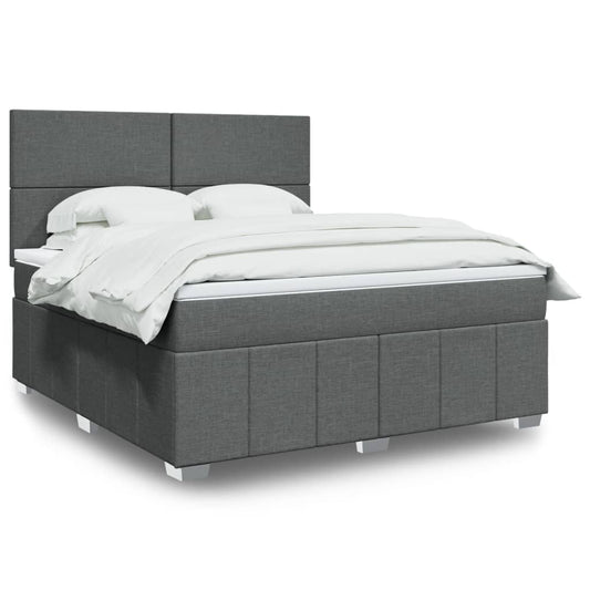 vidaXL Κρεβάτι Boxspring με Στρώμα Σκούρο Γκρι 180x200 εκ Υφασμάτιν