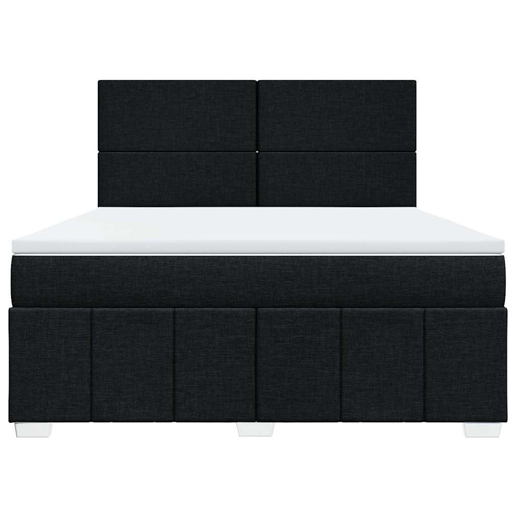 vidaXL Κρεβάτι Boxspring με Στρώμα Μαύρο 180x200 εκ. Υφασμάτινο