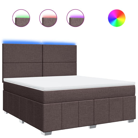 vidaXL Κρεβάτι Boxspring με Στρώμα Σκούρο Καφέ 180x200 εκ Υφασμάτινο