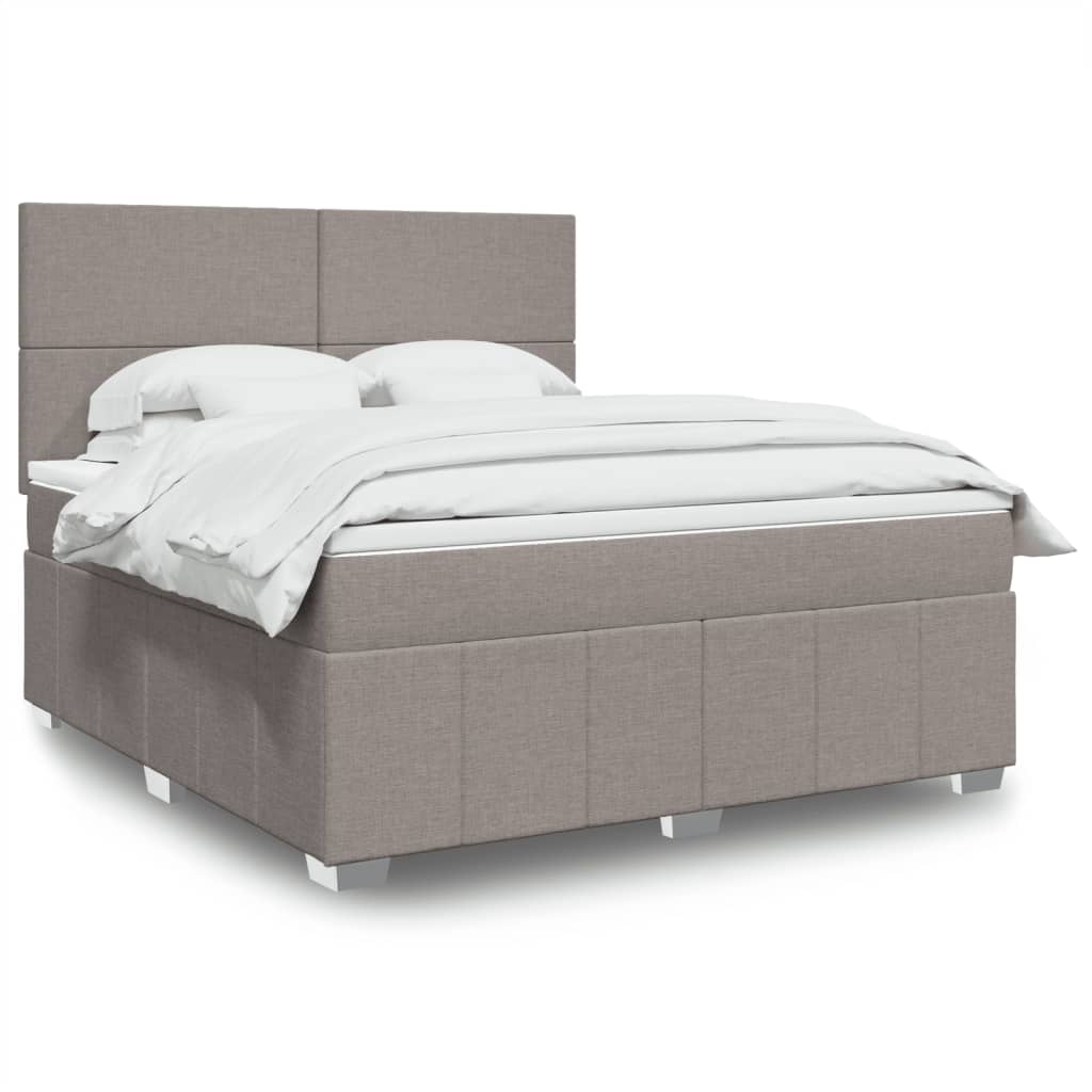 vidaXL Κρεβάτι Boxspring με Στρώμα Taupe 180x200 εκ. Υφασμάτινο