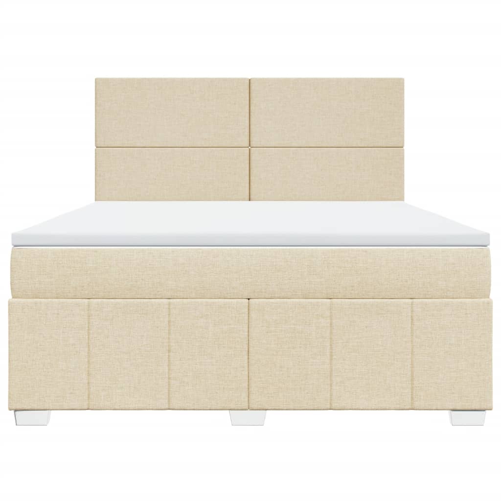 vidaXL Κρεβάτι Boxspring με Στρώμα Κρεμ 180x200 εκ. Υφασμάτινο