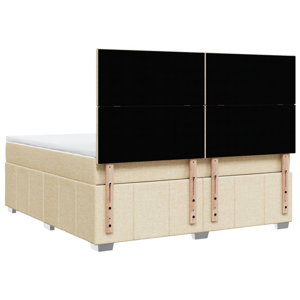 vidaXL Κρεβάτι Boxspring με Στρώμα Κρεμ 180x200 εκ. Υφασμάτινο
