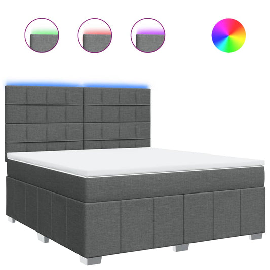 vidaXL Κρεβάτι Boxspring με Στρώμα Σκούρο Γκρι 180x200 εκ Υφασμάτιν