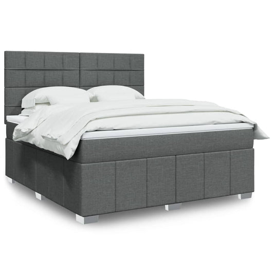 vidaXL Κρεβάτι Boxspring με Στρώμα Σκούρο Γκρι 180x200 εκ Υφασμάτιν