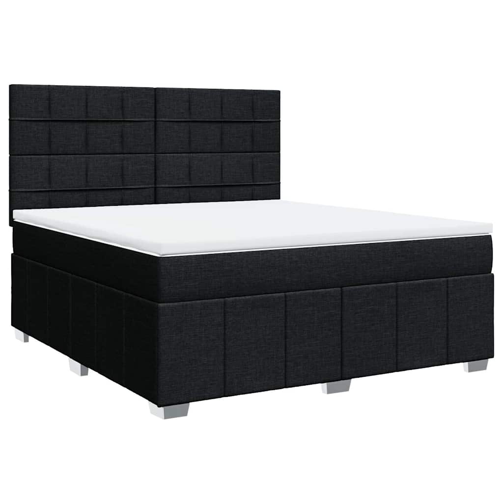 vidaXL Κρεβάτι Boxspring με Στρώμα Μαύρο 180x200 εκ. Υφασμάτινο