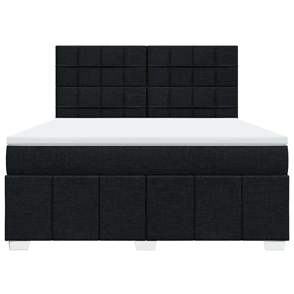 vidaXL Κρεβάτι Boxspring με Στρώμα Μαύρο 180x200 εκ. Υφασμάτινο