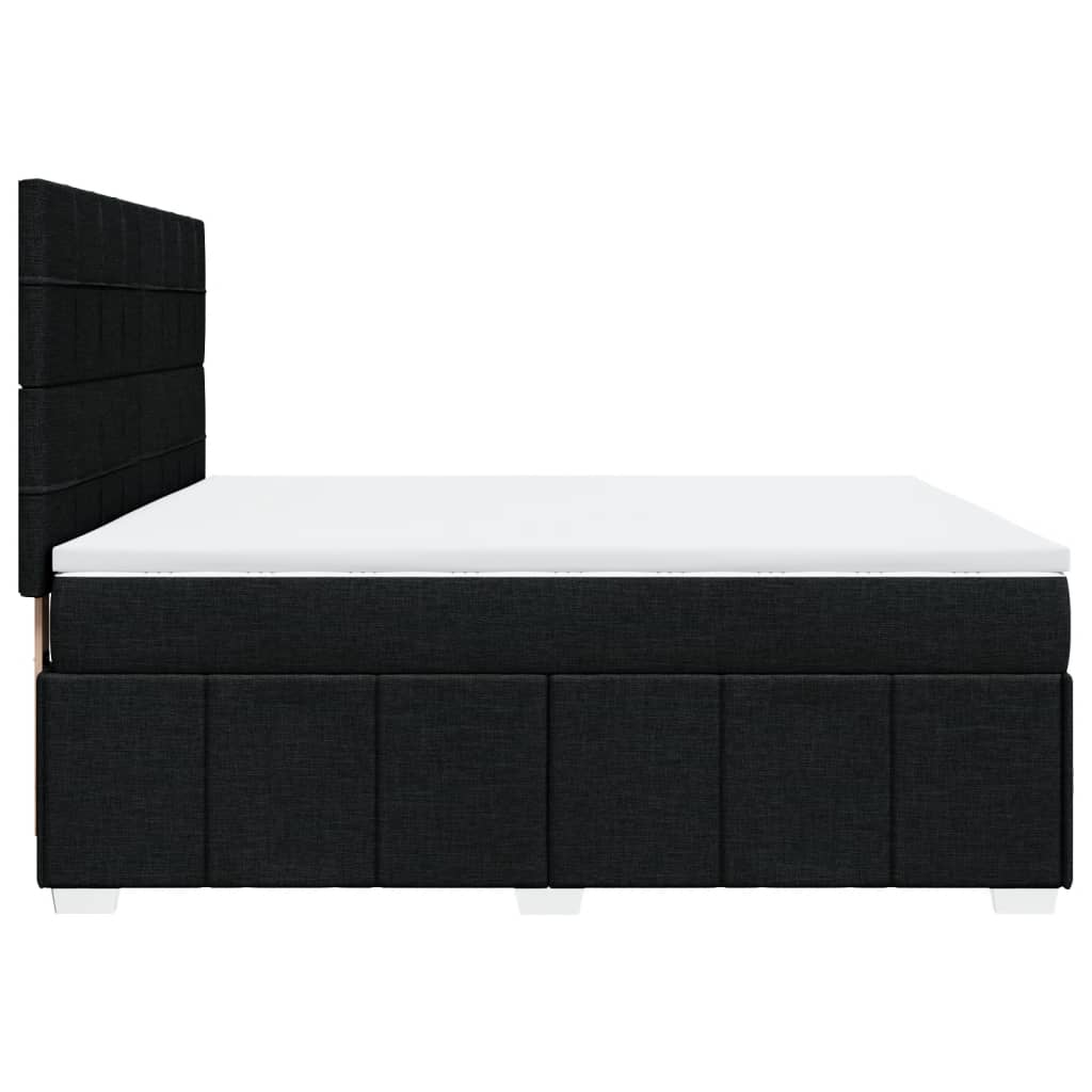vidaXL Κρεβάτι Boxspring με Στρώμα Μαύρο 180x200 εκ. Υφασμάτινο