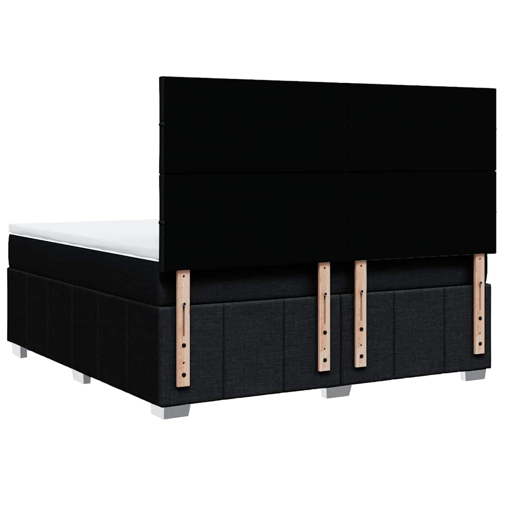 vidaXL Κρεβάτι Boxspring με Στρώμα Μαύρο 180x200 εκ. Υφασμάτινο