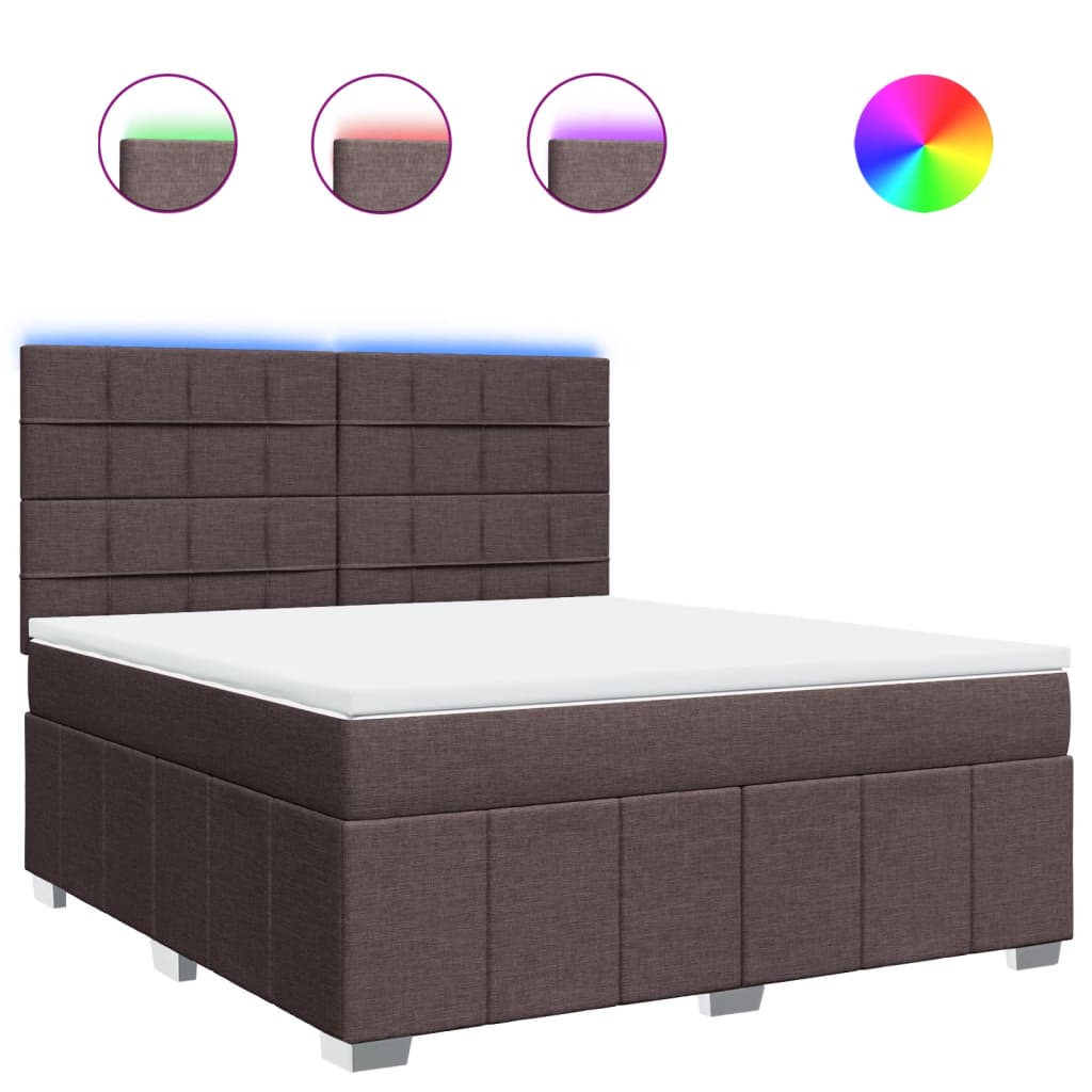 vidaXL Κρεβάτι Boxspring με Στρώμα Σκούρο Καφέ 180x200 εκ Υφασμάτινο
