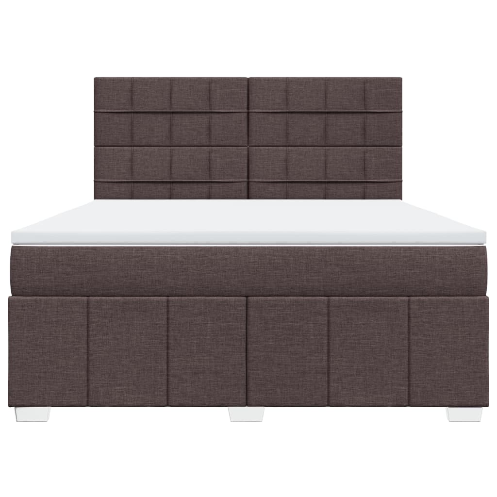 vidaXL Κρεβάτι Boxspring με Στρώμα Σκούρο Καφέ 180x200 εκ Υφασμάτινο
