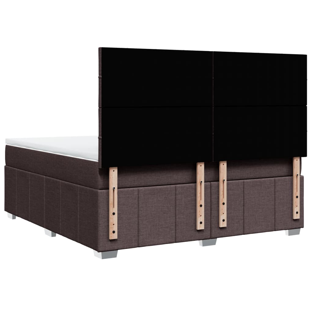 vidaXL Κρεβάτι Boxspring με Στρώμα Σκούρο Καφέ 180x200 εκ Υφασμάτινο