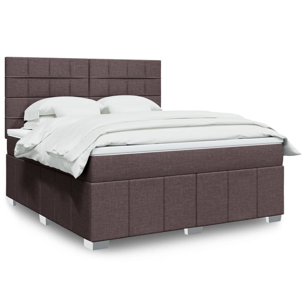 vidaXL Κρεβάτι Boxspring με Στρώμα Σκούρο Καφέ 180x200 εκ Υφασμάτινο