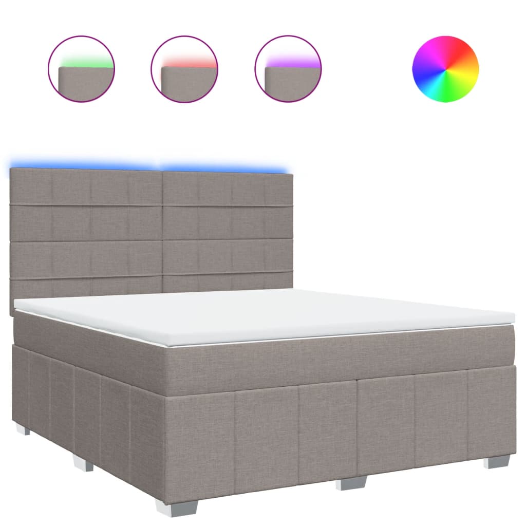 vidaXL Κρεβάτι Boxspring με Στρώμα Taupe 180x200 εκ. Υφασμάτινο