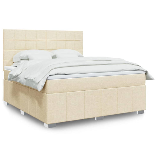 vidaXL Κρεβάτι Boxspring με Στρώμα Κρεμ 180x200 εκ. Υφασμάτινο