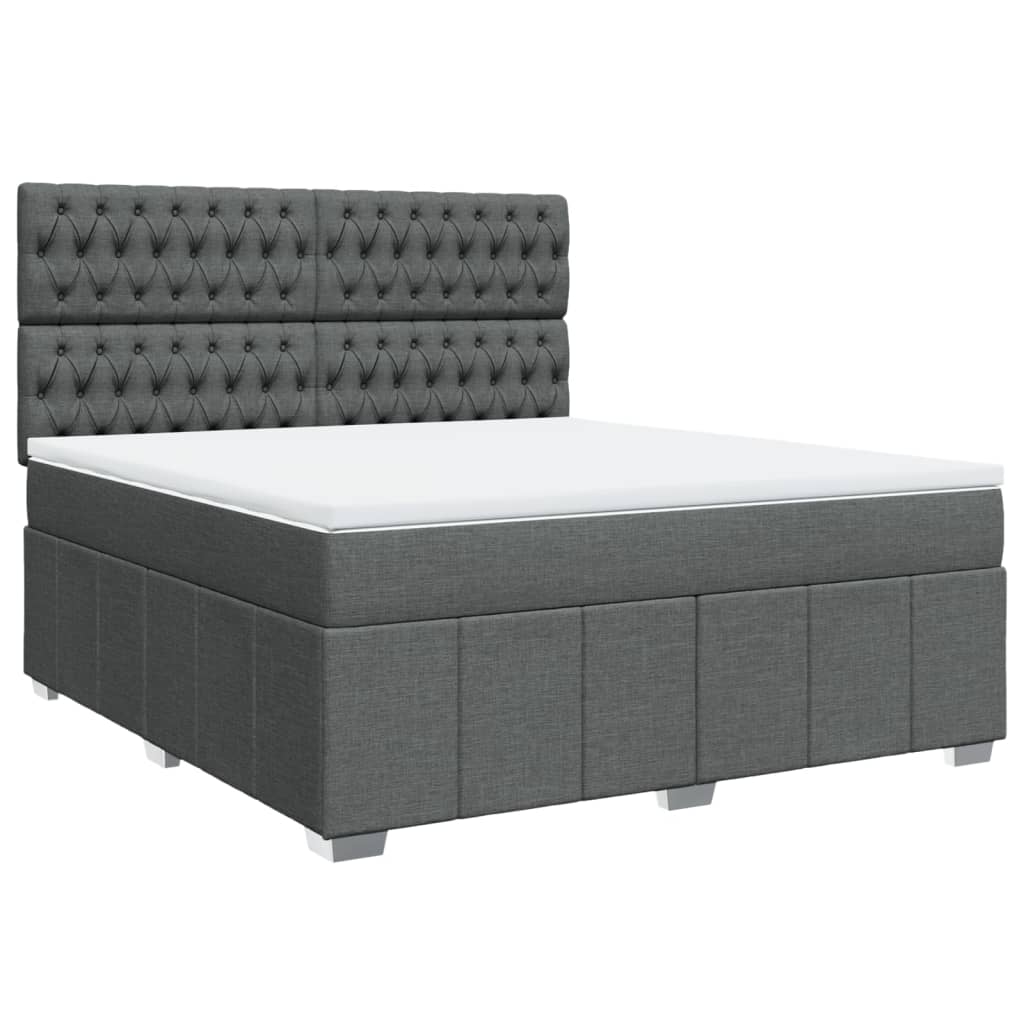 vidaXL Κρεβάτι Boxspring με Στρώμα Σκούρο Γκρι 180x200 εκ Υφασμάτιν