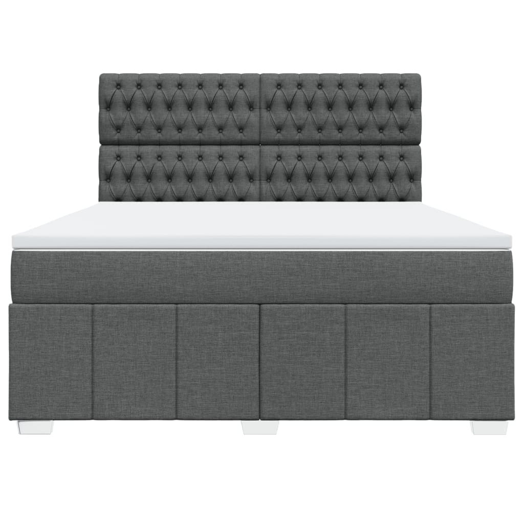 vidaXL Κρεβάτι Boxspring με Στρώμα Σκούρο Γκρι 180x200 εκ Υφασμάτιν