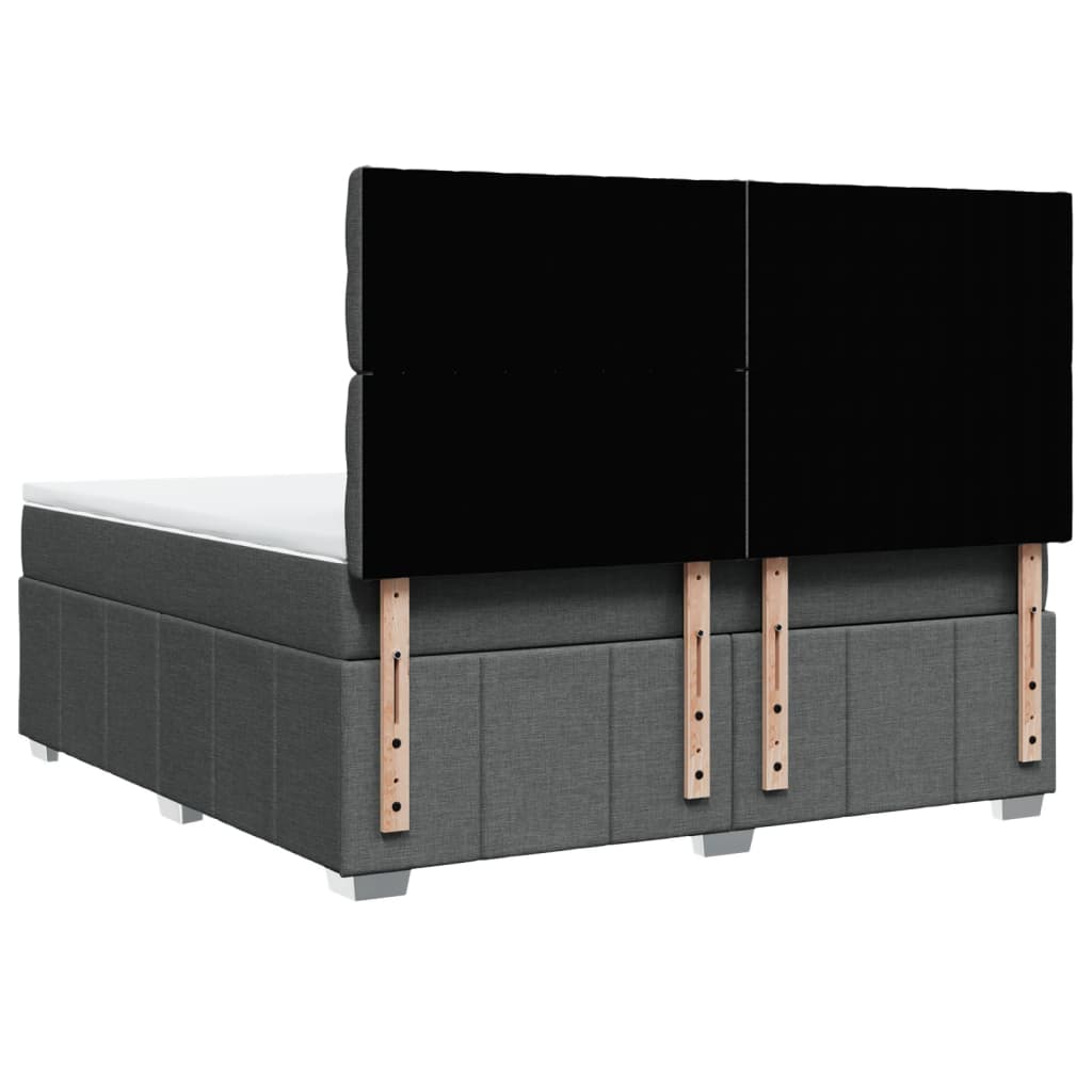 vidaXL Κρεβάτι Boxspring με Στρώμα Σκούρο Γκρι 180x200 εκ Υφασμάτιν
