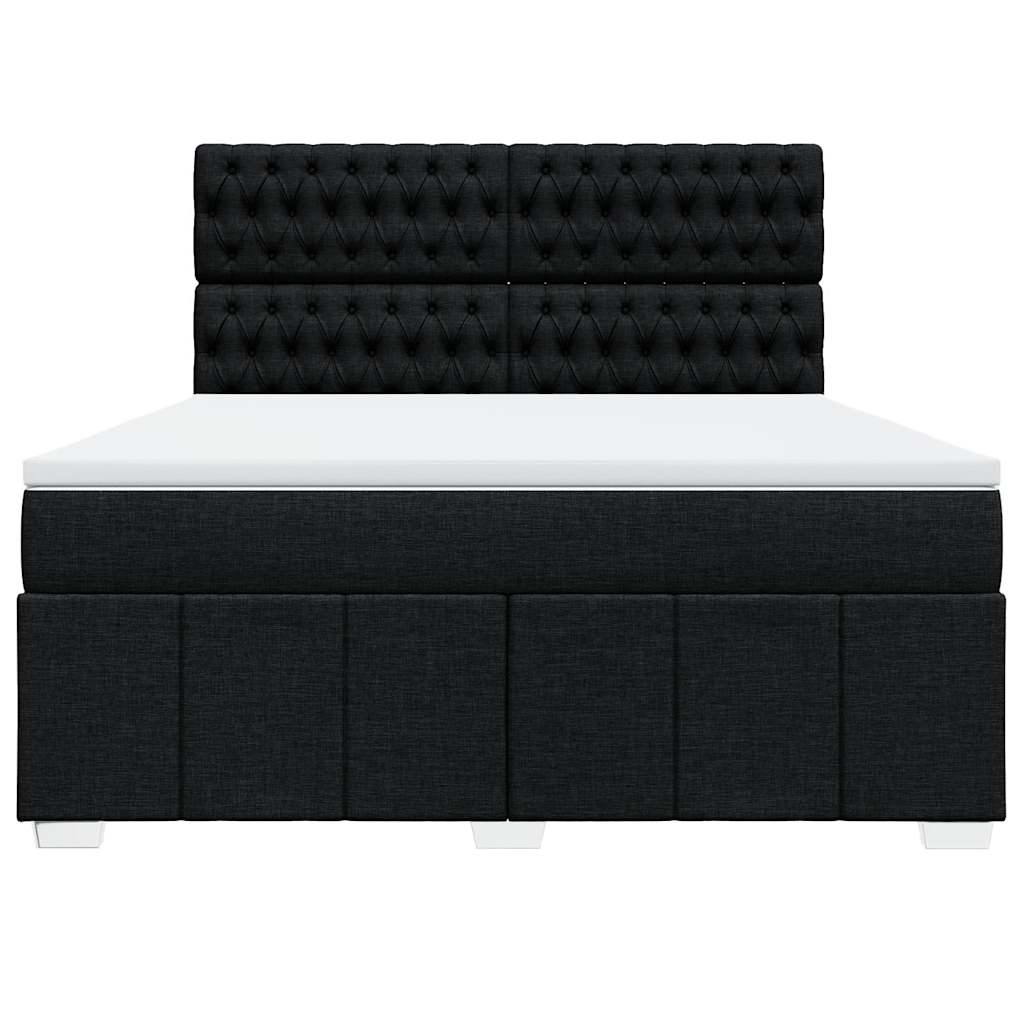 vidaXL Κρεβάτι Boxspring με Στρώμα Μαύρο 180x200 εκ. Υφασμάτινο
