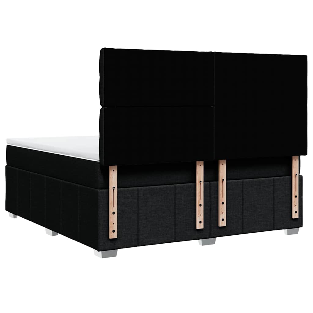 vidaXL Κρεβάτι Boxspring με Στρώμα Μαύρο 180x200 εκ. Υφασμάτινο