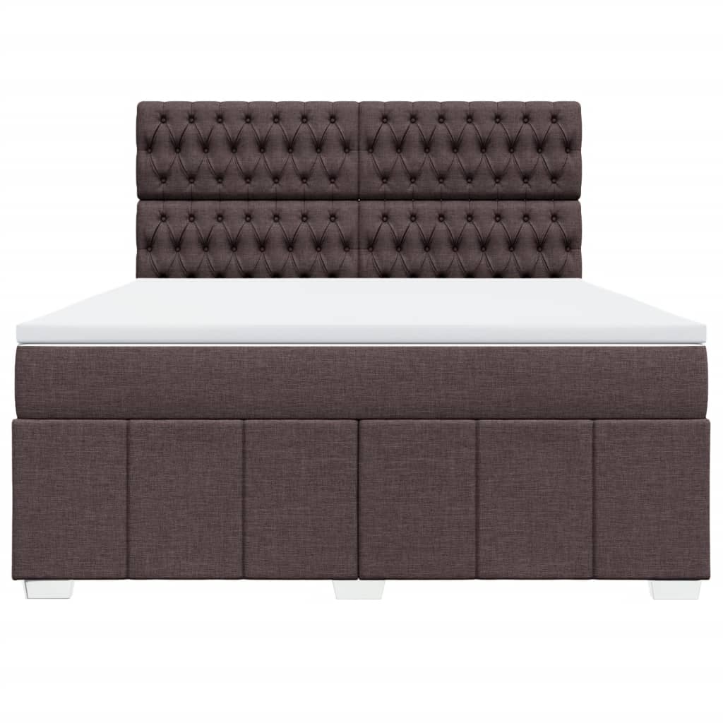 vidaXL Κρεβάτι Boxspring με Στρώμα Σκούρο Καφέ 180x200 εκ Υφασμάτινο