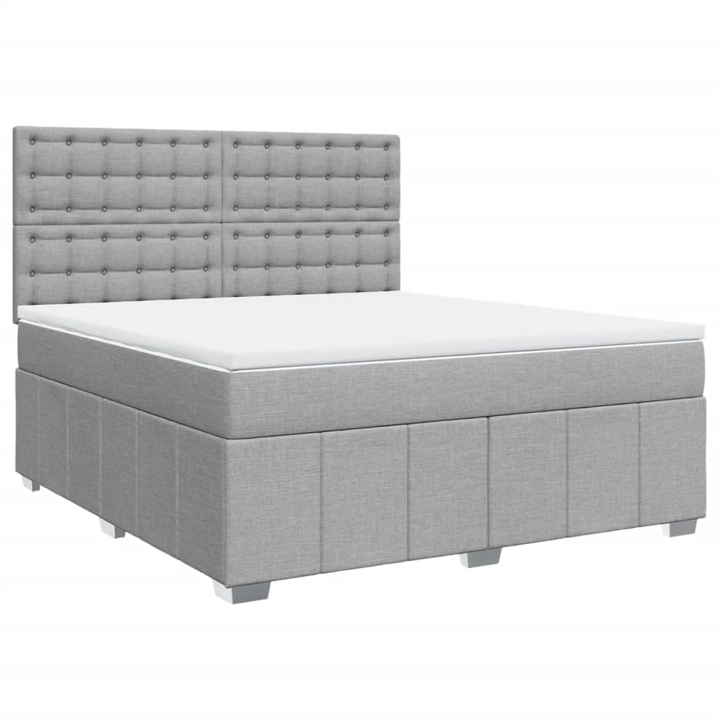 vidaXL Κρεβάτι Boxspring με Στρώμα Ανοιχτό Γκρι 180x200 εκ. Υφασμάτινο