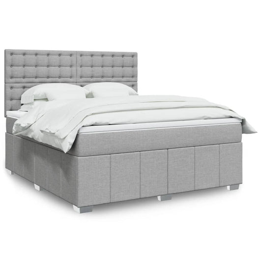 vidaXL Κρεβάτι Boxspring με Στρώμα Ανοιχτό Γκρι 180x200 εκ. Υφασμάτινο