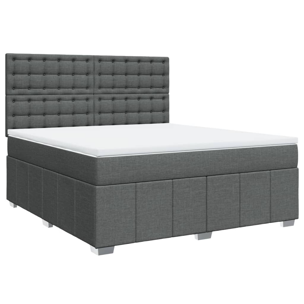 vidaXL Κρεβάτι Boxspring με Στρώμα Σκούρο Γκρι 180x200 εκ Υφασμάτιν