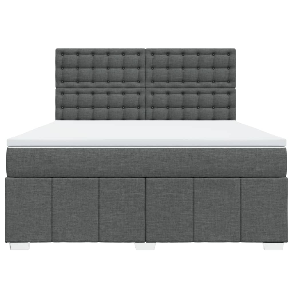 vidaXL Κρεβάτι Boxspring με Στρώμα Σκούρο Γκρι 180x200 εκ Υφασμάτιν