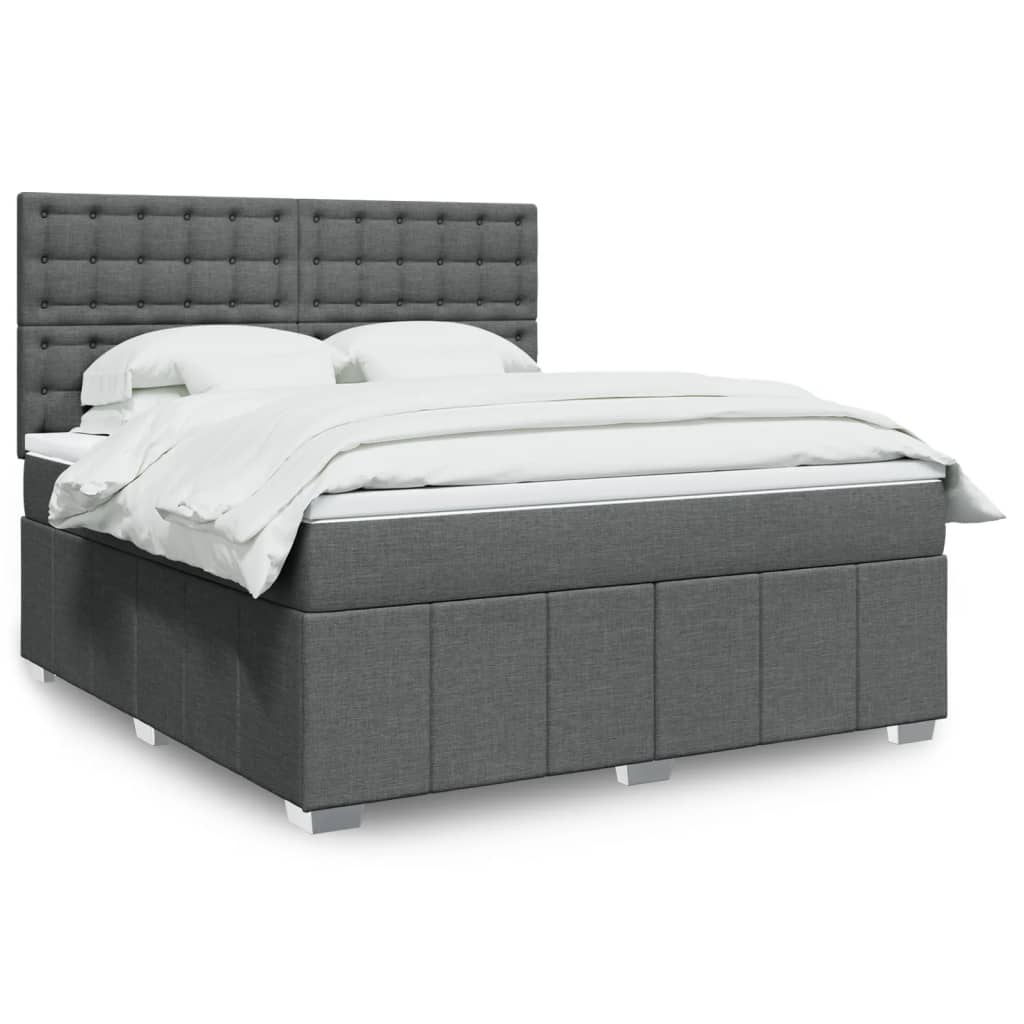vidaXL Κρεβάτι Boxspring με Στρώμα Σκούρο Γκρι 180x200 εκ Υφασμάτιν