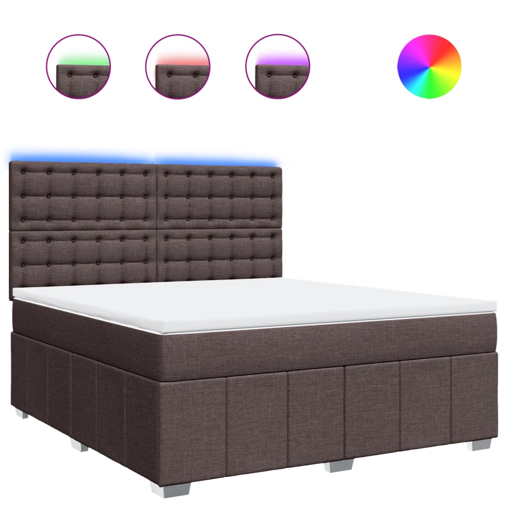 vidaXL Κρεβάτι Boxspring με Στρώμα Σκούρο Καφέ 180x200 εκ Υφασμάτινο