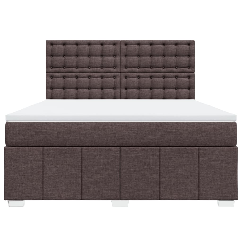 vidaXL Κρεβάτι Boxspring με Στρώμα Σκούρο Καφέ 180x200 εκ Υφασμάτινο