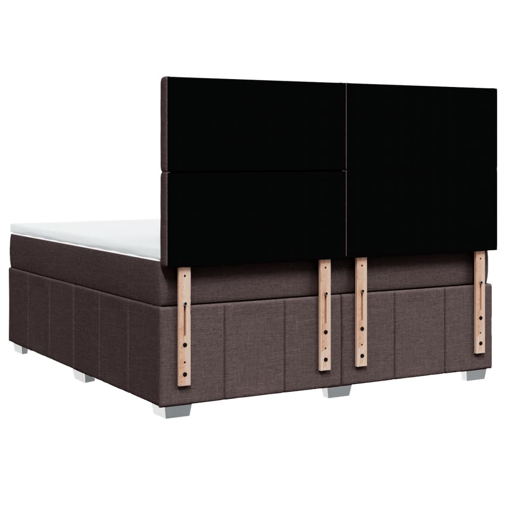 vidaXL Κρεβάτι Boxspring με Στρώμα Σκούρο Καφέ 180x200 εκ Υφασμάτινο