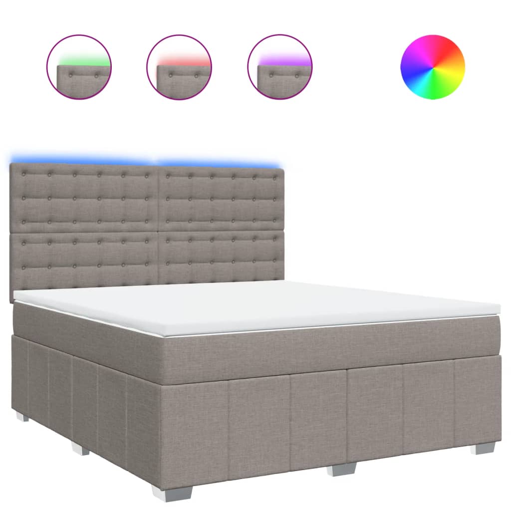 vidaXL Κρεβάτι Boxspring με Στρώμα Taupe 180x200 εκ. Υφασμάτινο