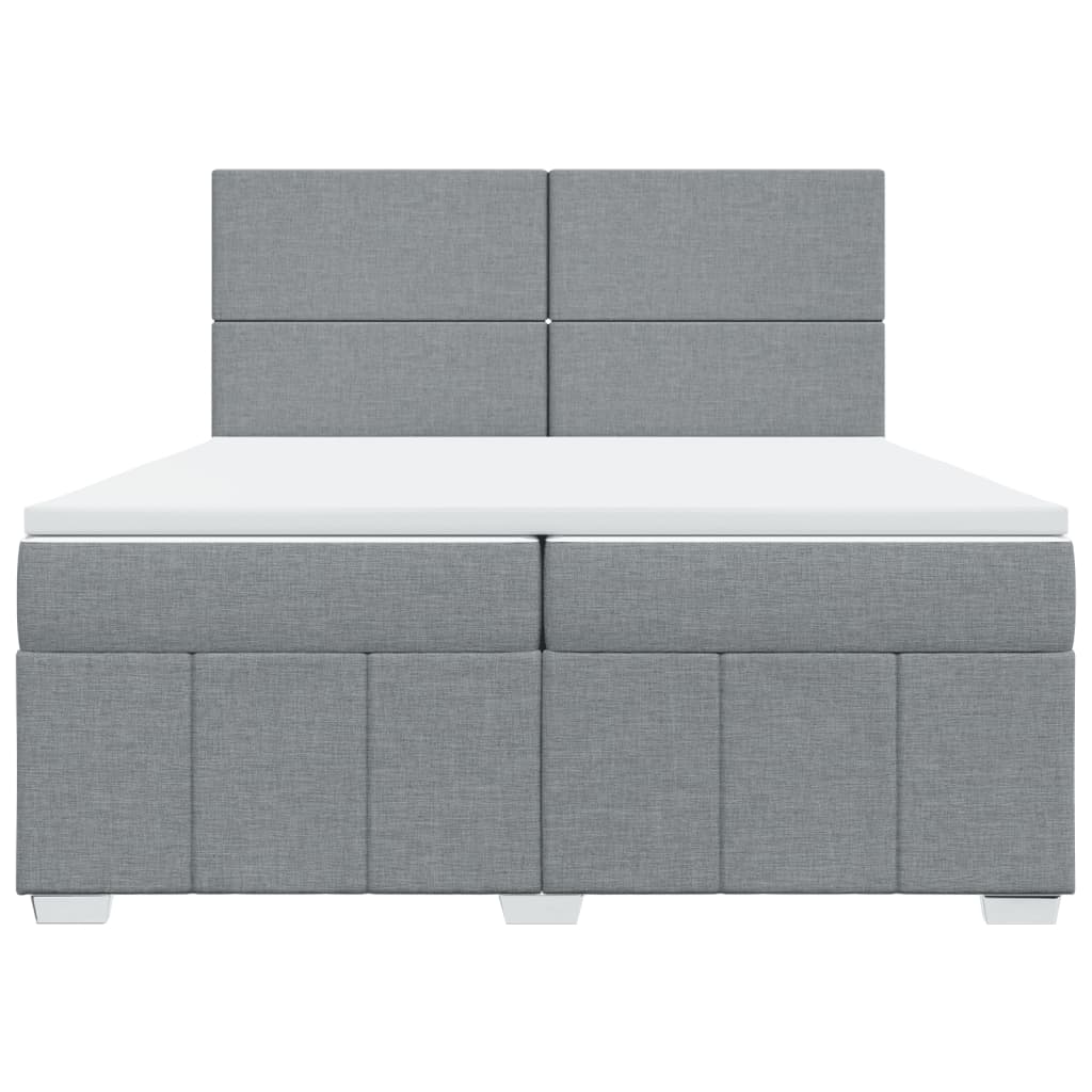 vidaXL Κρεβάτι Boxspring με Στρώμα Ανοιχτό Γκρι 200x200 εκ. Υφασμάτινο