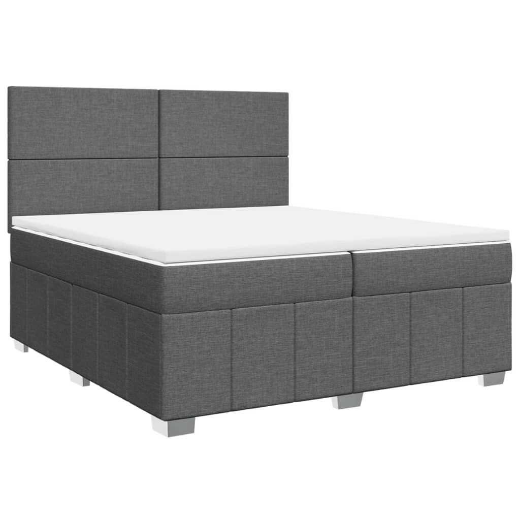 vidaXL Κρεβάτι Boxspring με Στρώμα Σκούρο Γκρι 200x200 εκ. Υφασμάτινο