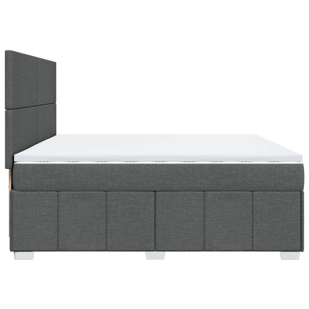 vidaXL Κρεβάτι Boxspring με Στρώμα Σκούρο Γκρι 200x200 εκ. Υφασμάτινο