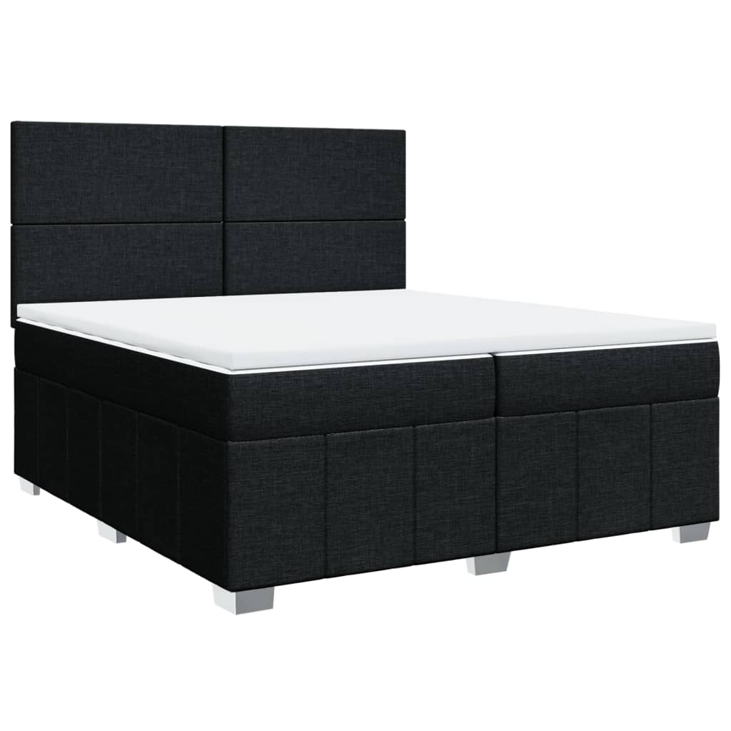 vidaXL Κρεβάτι Boxspring με Στρώμα Μαύρο 200x200 εκ. Υφασμάτινο