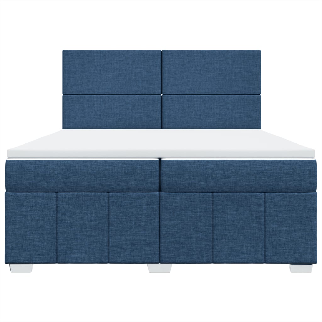 vidaXL Κρεβάτι Boxspring με Στρώμα Μπλε 200x200 εκ. Υφασμάτινο