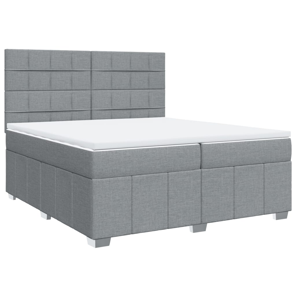 vidaXL Κρεβάτι Boxspring με Στρώμα Ανοιχτό Γκρι 200x200 εκ. Υφασμάτινο