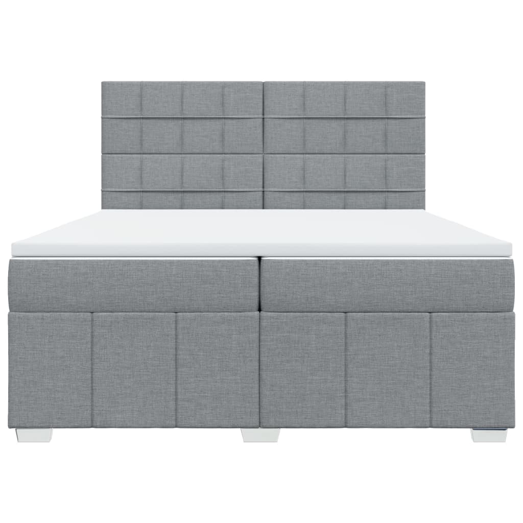 vidaXL Κρεβάτι Boxspring με Στρώμα Ανοιχτό Γκρι 200x200 εκ. Υφασμάτινο