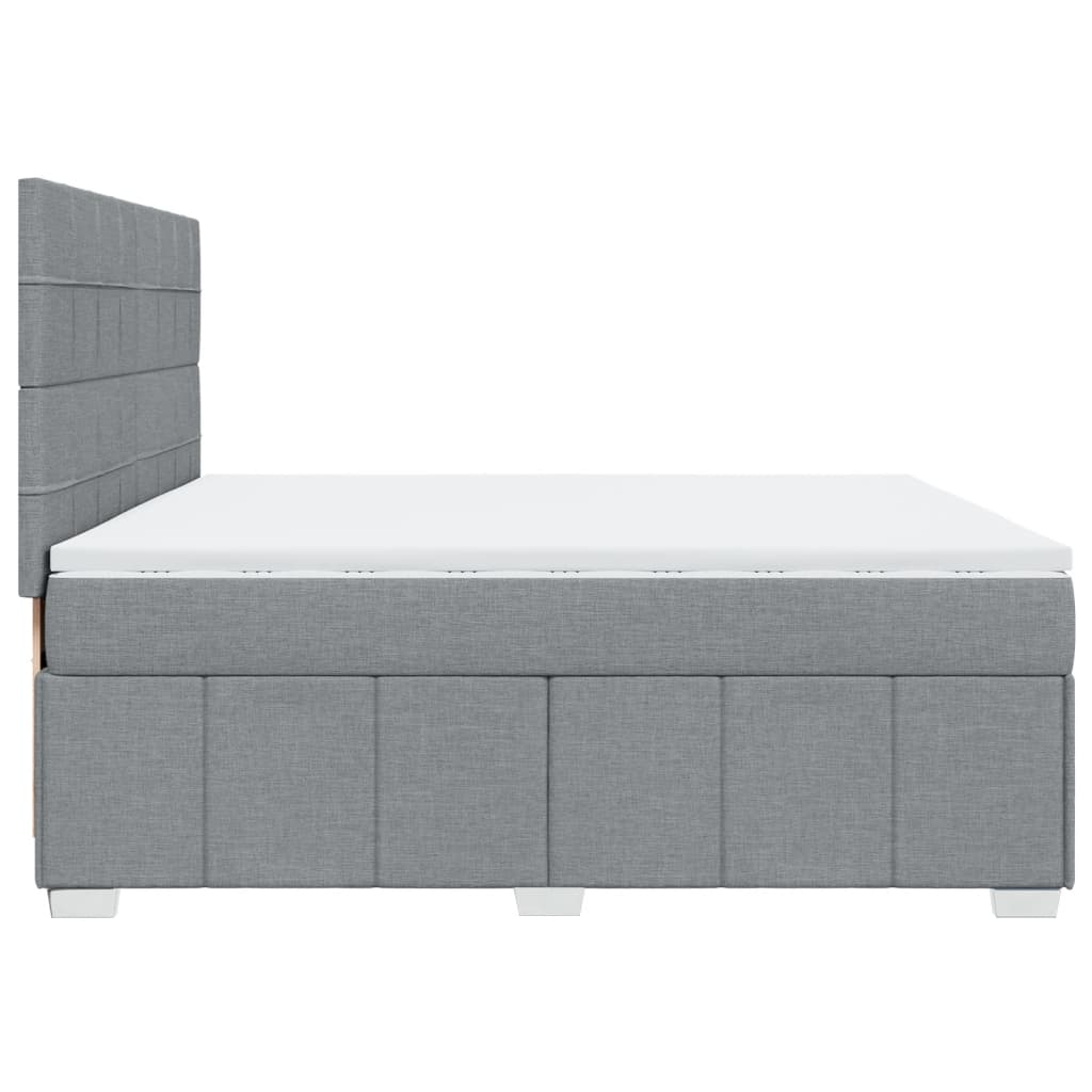 vidaXL Κρεβάτι Boxspring με Στρώμα Ανοιχτό Γκρι 200x200 εκ. Υφασμάτινο